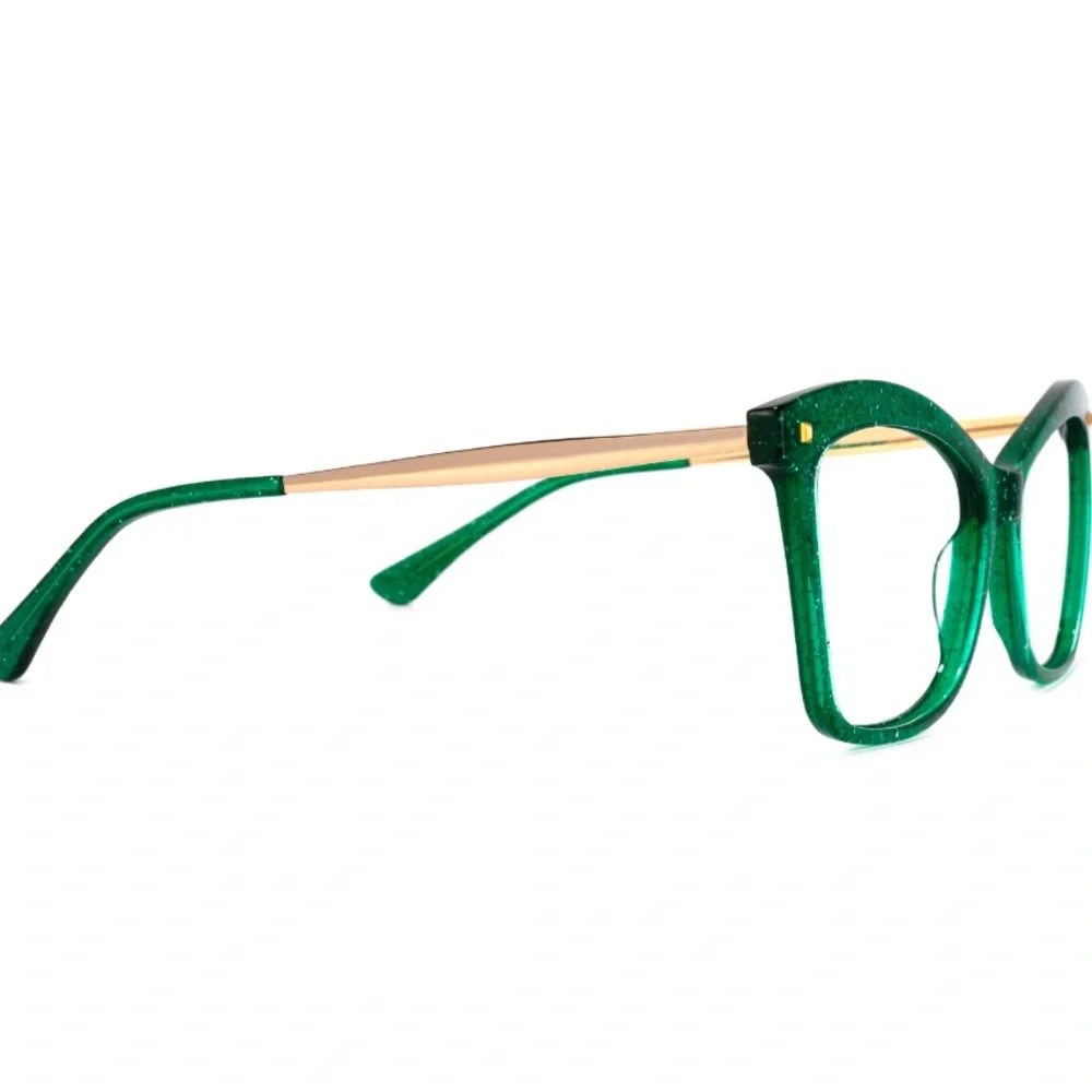 Zelool Prescription-5.00 Glitter Gold & Kelly Green Large Frame Fashion … - Picture 5 of 13
